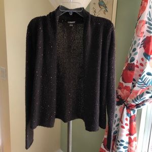 J. Jill Mohair Blend Open Brown Sequin Cardigan